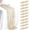 10 Pack Beige Cheesecloth Table Runner 21 x 120 Inch Boho Gauze Sheer