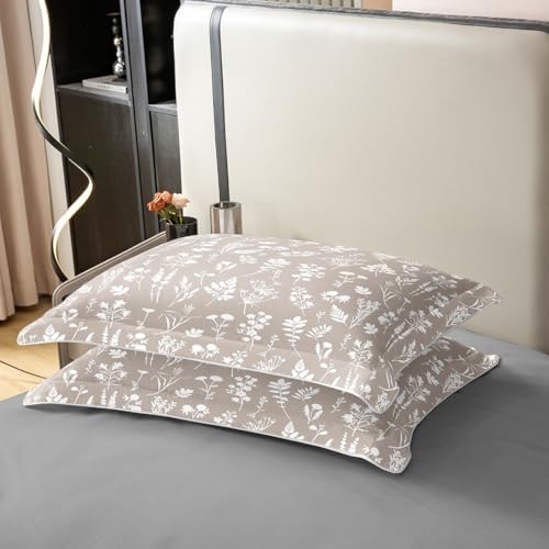 Erosebridal Beige Gray 100% Cotton Comforter Cover Queen Fresh