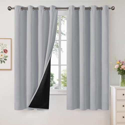 YoungsTex 100% Blackout Curtains 63 Inch Length, Thermal Insulated