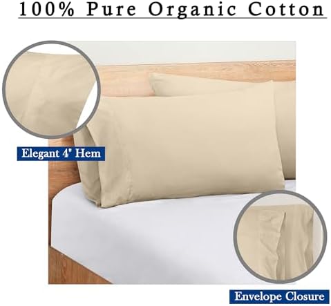 ROYALE LINENS 300 Thread Count 100% Cotton Pillow Cases Queen Size Set