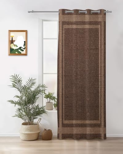 Brown Linen Curtains 96 inches Long for Living Room Bedroom Rustic