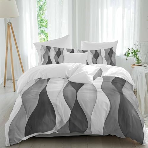 Grey Ombre Bedding Queen Duvet Cover Set, 3 Piece Microfiber Soft