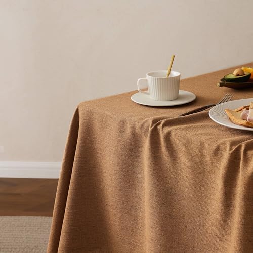 Farmhouse Linen Rectangular Tablecloth, Caramel 60x120 Inch