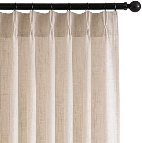 Linen Pinch Pleat Curtains, Neutral, 102 Inches Long