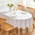 White Oval Tablecloth 60 x 102 Inch - 200 GSM Polyester Fabric Wrinkle