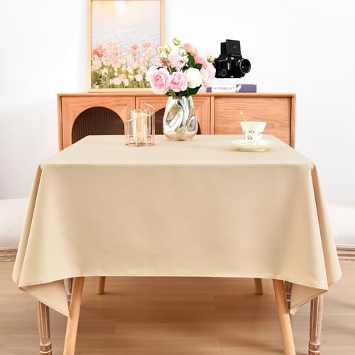 eeivs Square Tablecloth Beige Table Cloth 52x52 Inch Dining Table