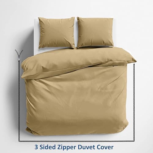 3 Sided Zipper Duvet Cover Set King Size Taupe - Microfiber Bedding