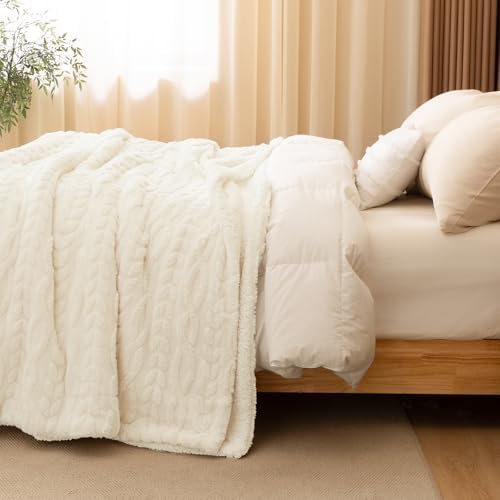 PHF Fluffy Sherpa Blanket King Size for Winter, Warm and Soft, 510GSM