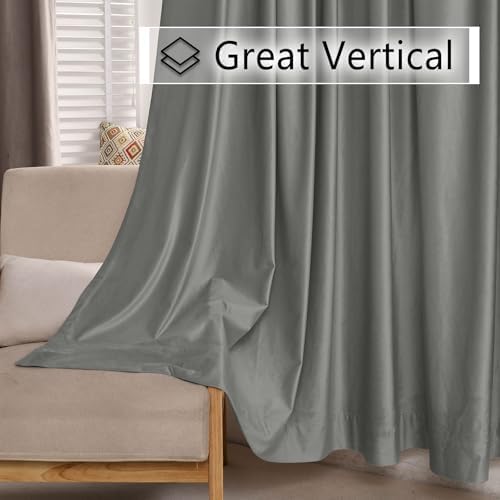 Macochico Extra Long Velvet Curtains 100 Inch Width by 120 Inch Length