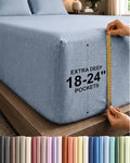 CGK Extra Deep King Single Fitted Sheet Only - Heathered Blue