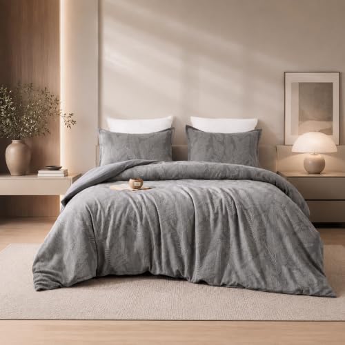 SLEEP ZONE Boho Duvet Cover Set Full Size, Jacquard Leaf 3 Pieces