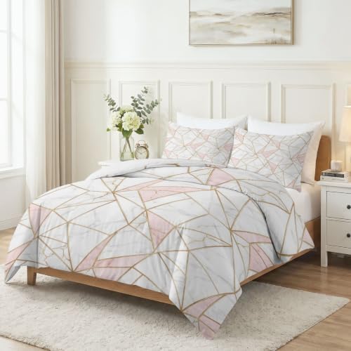 King Duvet Cover Set Soft Microfiber Modern Geometry