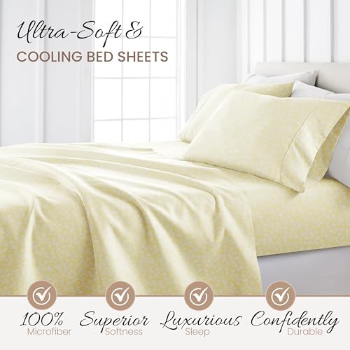 Linen Market 4 Piece Full Bedding Sheet Set (Ivory Wheatfield) - Sleep