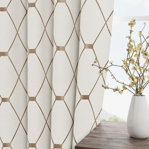 Joywell Cream Linen Textured Curtains 84 inches Long for Living Room