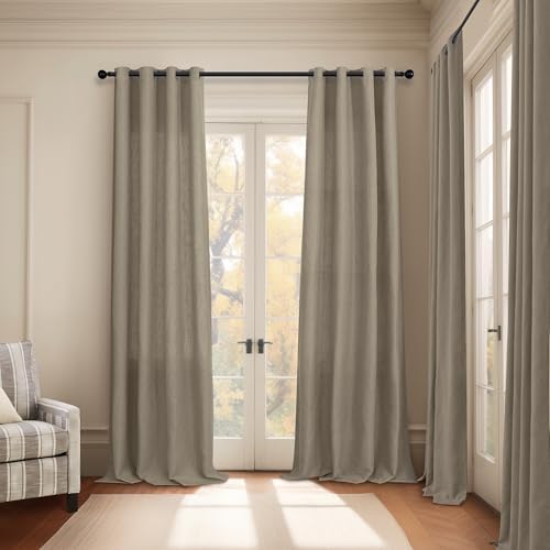 Pitalk Taupe Linen Curtains 84 Inch Length for Bedroom Living Room