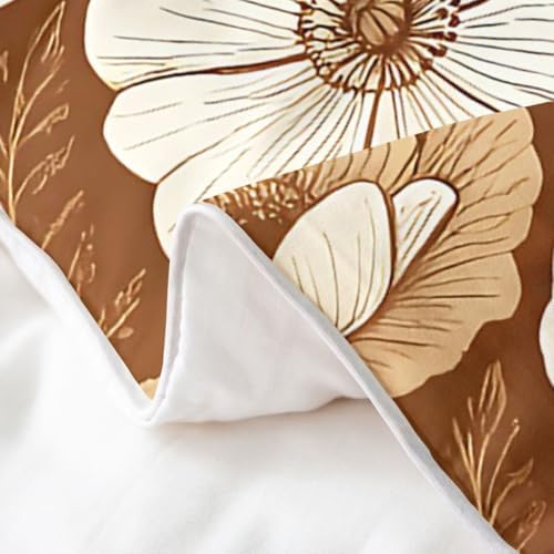 jejeloiu Floral Duvet Cover 100% Cotton Queen Size Boho Flowers