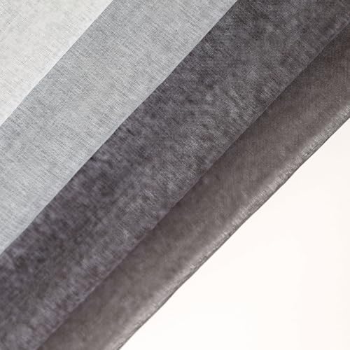 L.Z.E White Grey Ombre Sheer Curtains 63 Inches Long, Transparent