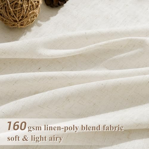 Joywell Linen Curtains 72 Inches Long for Living Room Beige Cream