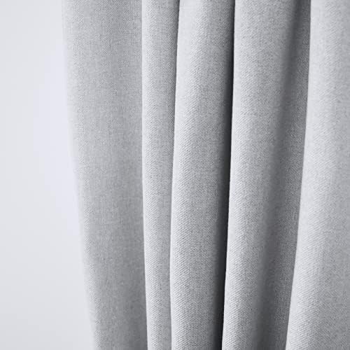 UPOPO Curtains Grey 63 inch Length Kitchen Semi Sheer Privacy Linen