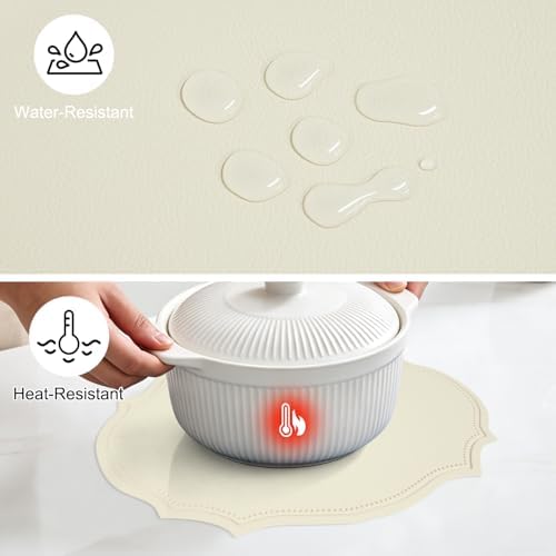 Faux Leather Placemats, 12 X 17 Inch Waterproof Wipeable Heat