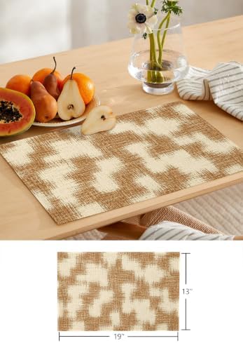Brown Patchwork Table Mats Set of 6 with Table Runner 90 Inches