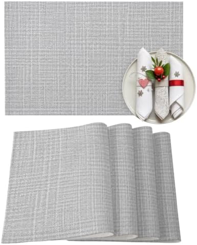Minimalist Solid Color Placemats Set of 8, Cotton Linen Fabric Place