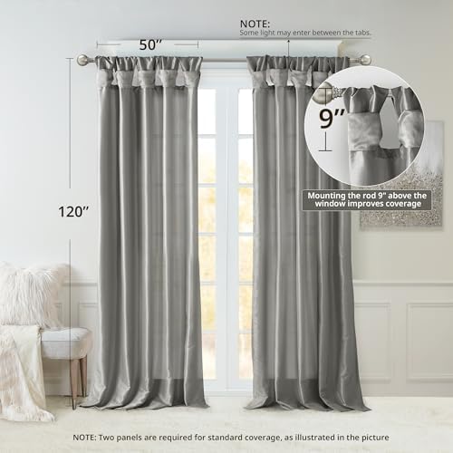 Madison Park Faux Silk Curtain Single Panel for Privacy, 50x120