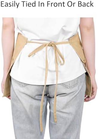 GNEGNI 3 Pockets Waist Apron-Waitress Waiter Server Apron Short Half
