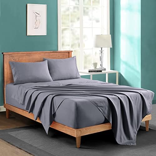 Manyshofu Extra Deep Pocket Twin Sheets, Grey Microfiber, 3 Piece