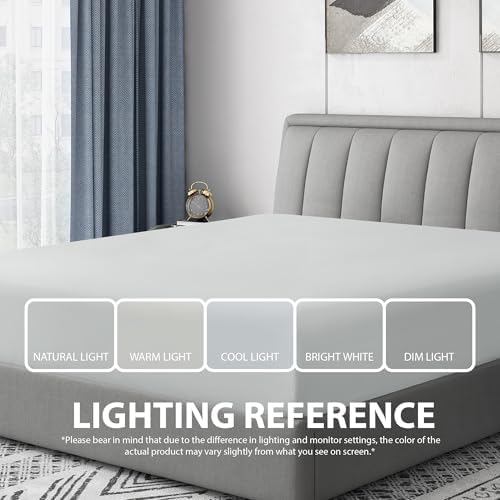 Cathay Home King Fitted Sheet Only, 16" Deep Pocket, Light Gray