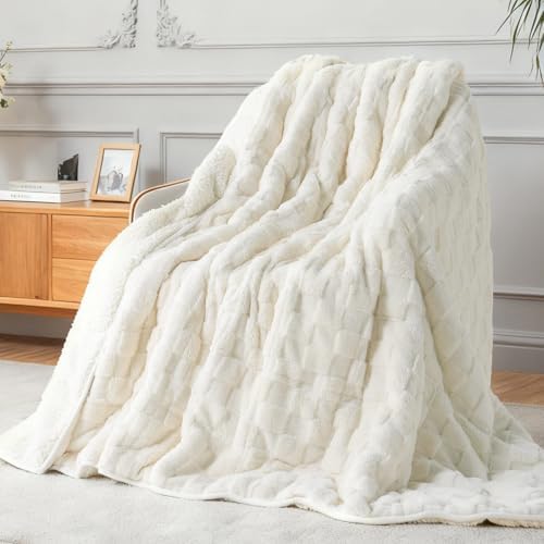 Kivik 15lbs Weighted Blanket for Adults, Checkered Fleece & Sherpa