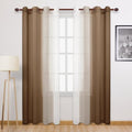 DWCN Ombre Sheer Curtains - Faux Linen Semi Voile Gradient