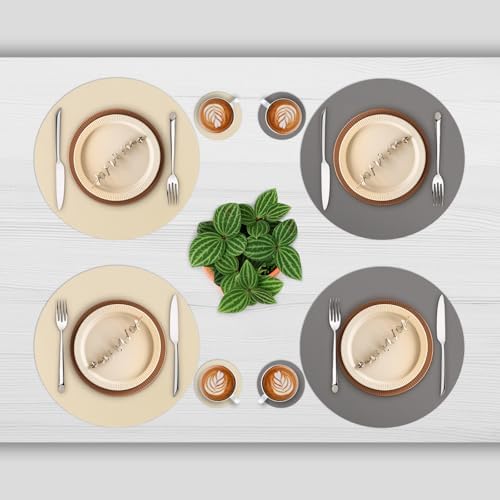 Myir JUN 15 Inches Round Placemats Set of 6 Faux Leather Place Mats