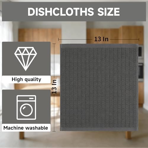 100% Cotton Kitchen Dish Cloths Set (8 Pack) – 13 x 13 Inches Ultra