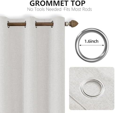 Linen Textured 100% Blackout Curtains - Thermal Insulated & Energy