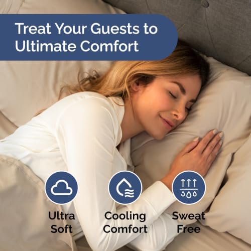 Pack of 2, Full Size 4 Piece Sheet Set - Breathable & Cooling - Cream