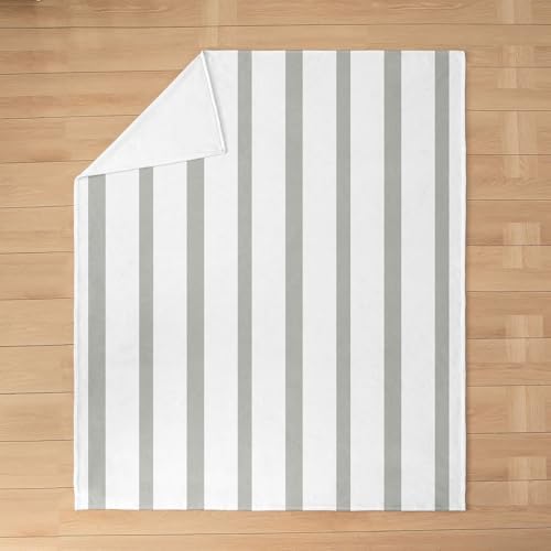 Minimalist Gray and White Stripe Flannel Blanket Twin 60x80 Inch