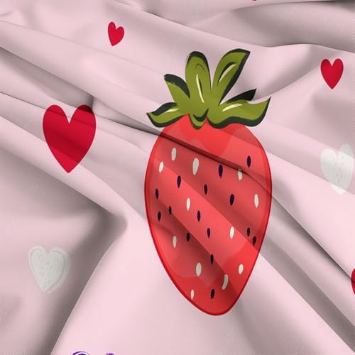 King Duvet Cover Set Fruit Strawberry Heart Pattern Bedding with