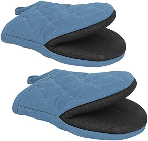 1 Pair Short Oven Mitts - Silicone Kitchen Oven Gloves High Heat