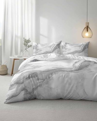 Duvet Cover Set Queen, Abstract Marble Texture 3 Piece Bedding Set