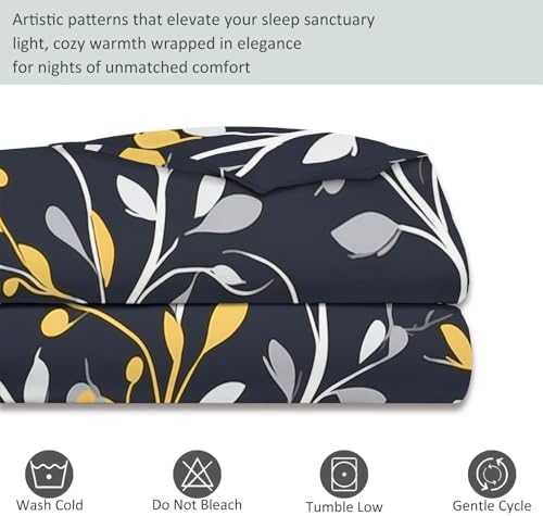 Dark Gray Duvet Cover King - Fashion Modern Plants Branches Bedding