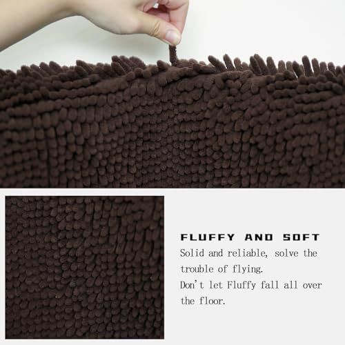 Bathroom Rugs Set Non Slip 3 Piece Bath Mat Washable Chenille Bath