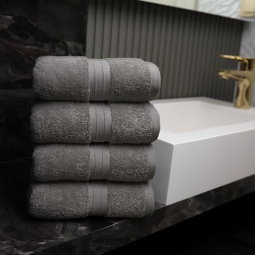 Hand Towels Set of 4 - Soft & Thick, Large (16"x 28") 100% Cotton