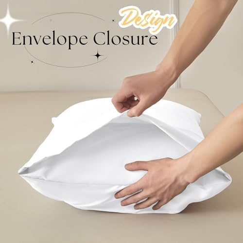 VACVELT 2pc White Pintuck Pillow Shams King, Envelope Closure
