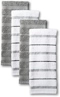 KitchenAid Albany Kitchen Towel 4-Pack Set, Grey/White, 16"x26"