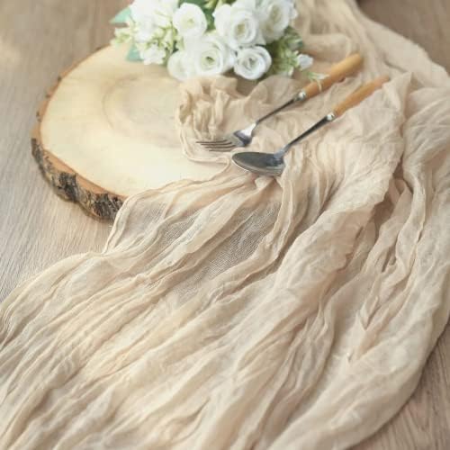 12 Pack Beige Cheesecloth Table Runner 10ft Boho Gauze Cheese Cloth