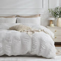 JELLYMONI White - Wide Seersucker Duvet Cover Set Queen Size