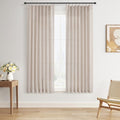Cream Beige Pinch Pleated Linen Curtains 63 Inches Long 2 Panels for