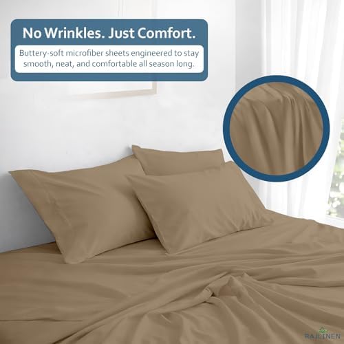 Rajlinen Queen Sheet Set Microfiber Bed Sheets, Ultra Soft Hotel