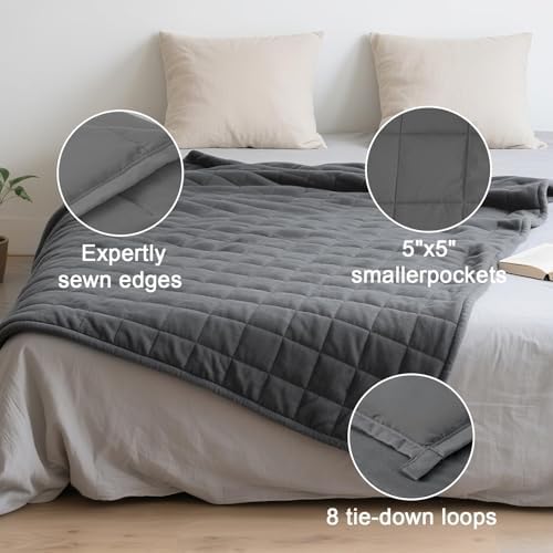 Hillhub Weighted Blanket (10lbs 48"x 72" Grey) for Adults and Teens